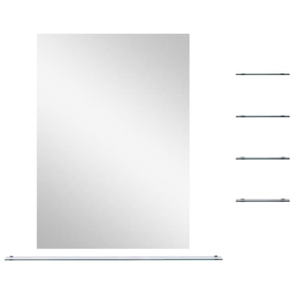 vidaXL Väggspegel med 5 hyllplan Silver 80 x 60 cm