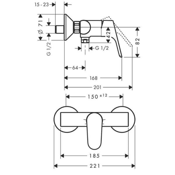 Duschblandare - Hansgrohe - 31960000 Focus E - Krom - Keramik - Externt system
