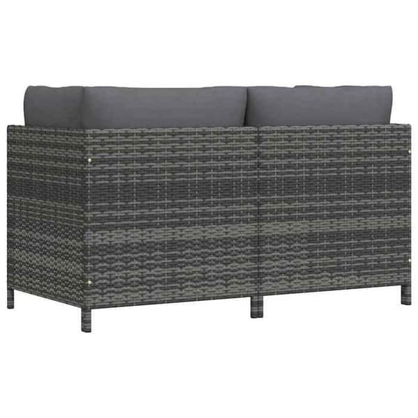 vidaXL 2-sits trädgårdssoffa med kuddar Grå flätad resin 313498