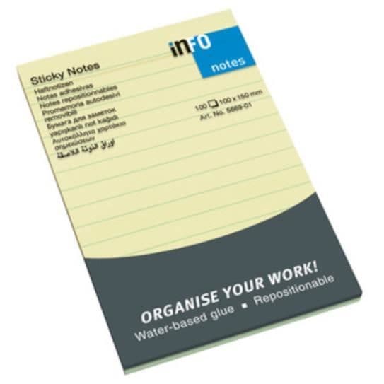 Info Notes memo notes 100 x 150 mm gult papper 100 st