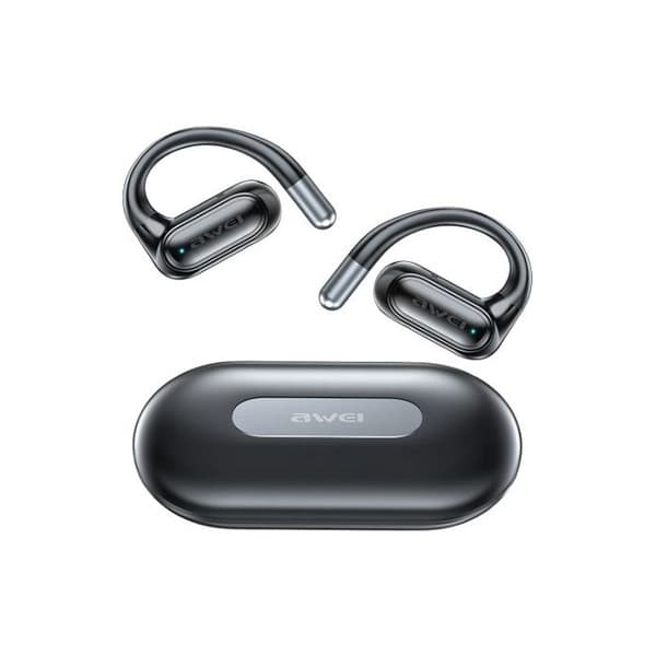 Bluetooth-hörlurar - AWEI - OWS T93 - Bluetooth 5.4 - Dockningsstation - Svart