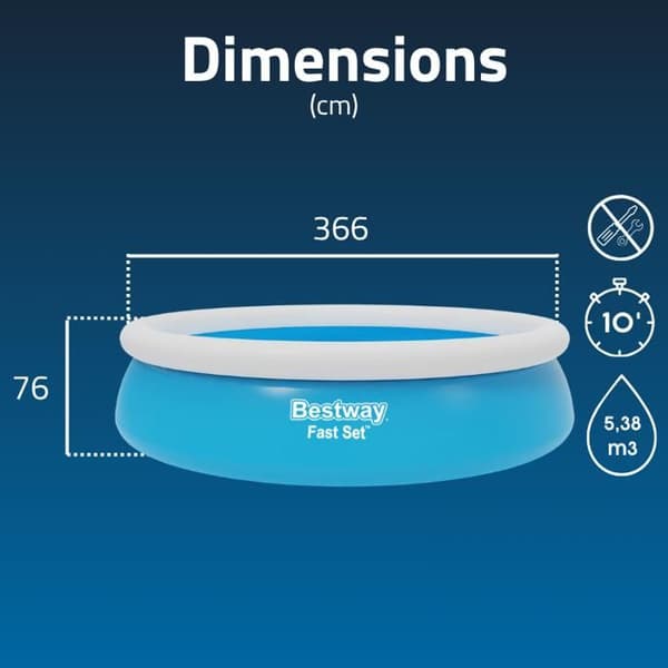 BESTWAY Fast Set Pools rund poolsats - Ø 366 x H 76 cm
