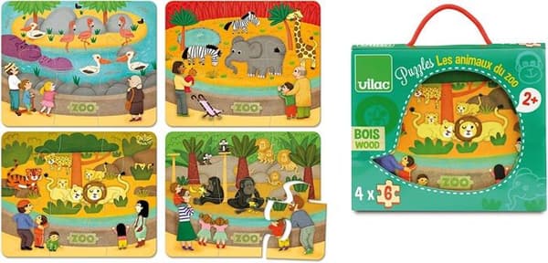 Pussel 4 x 6 bitar: Zoo-djuren