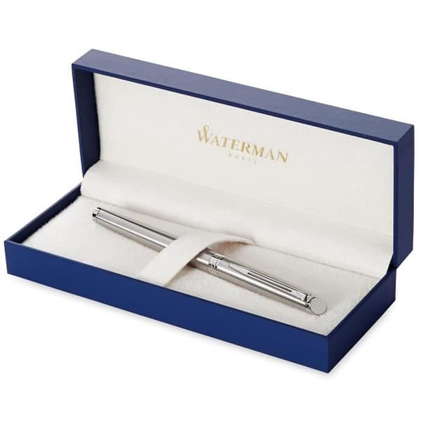 WATERMAN Hemisphere reservoarpenna, rostfritt stål, medium spets, palladiumkant, presentförpackning
