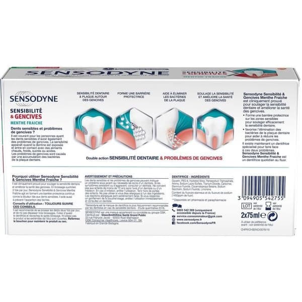 Sensodyne Tandkräm Sensitivity and Gums Fresh Mint 2 x 75ml