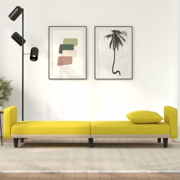 vidaXL Sängsoffa med kuddar ljusgul tyg 351879