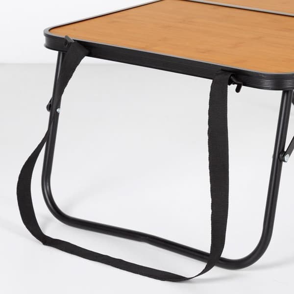 Fällbord - AKTIVE - 60x40x25 cm - Bambueffekt - Aluminiumstruktur - Stöder 20 kg - Säkerhetslås