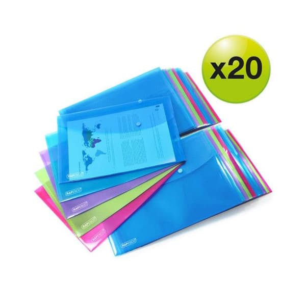 Parti av 20 Plastfickor Dokumentmappar Rapesco -1494