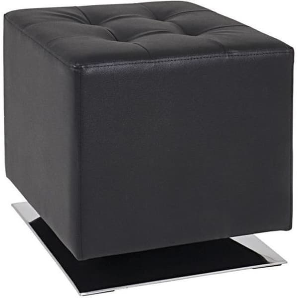 Fyrkantig sittpuff 40 cm svart och krom