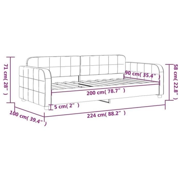 vidaXL Sängsoffa rosa 90x200 cm sammet 354061
