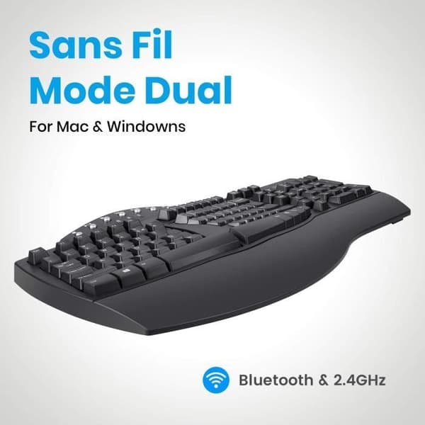 Trådlöst Ergonomiskt Tangentbord PERIBOARD-612 Svart