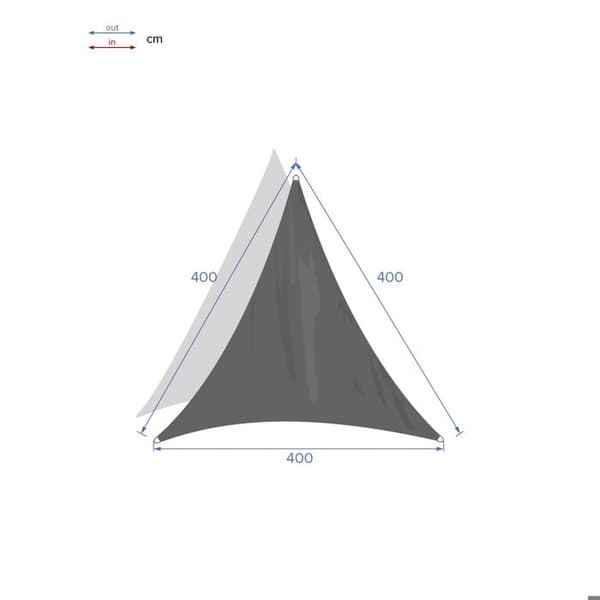 Triangulär solskydd "Curacao" vit 4x4x4m av polyester - Hespéride