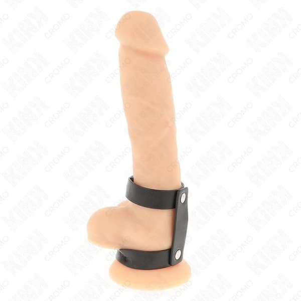 KINK RING KRAFT - KINK - JUSTERBART DUBBELT LÄDERPENISRING