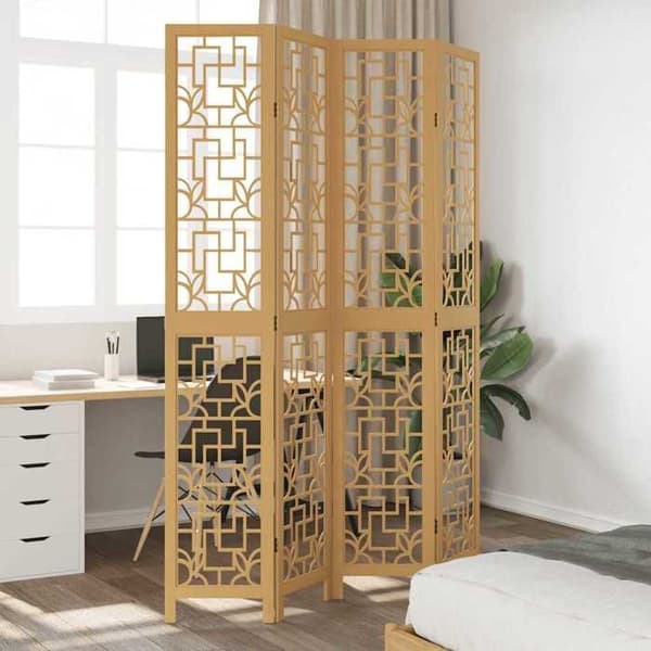 vidaXL Avskiljande Vägg 4 Paneler, Rummets Separator, Integritetsskärm, Vardagsrum Sovrum Paravento, Brun Trä 358868