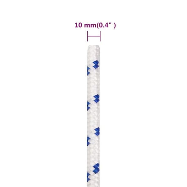 152296 vidaXL Båtrep Vit 10 mm 100 m Polypropen