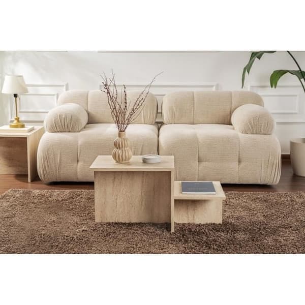 Soffbord - HARMONY - Rektangulär - Travertineffekt - 80 x 40 x 40 cm