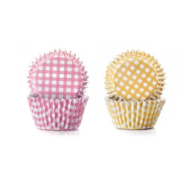 Bakningsformar - SET - 100 st - Papper - Gul och rosa - 4,5 cm x 2,5 cm