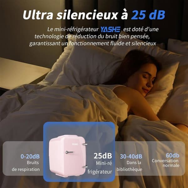 YASHE Mini kosmetikkyla 4 L portabel - CA/CC, tyst, rosa