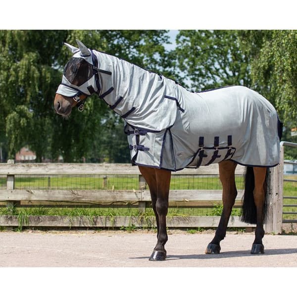 Hästtäcke QHP zebra - Grå - Vit - 115 cm (Total längd: 155 cm)