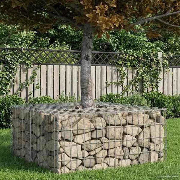 vidaXL Hög säng gabion Silver 42033319