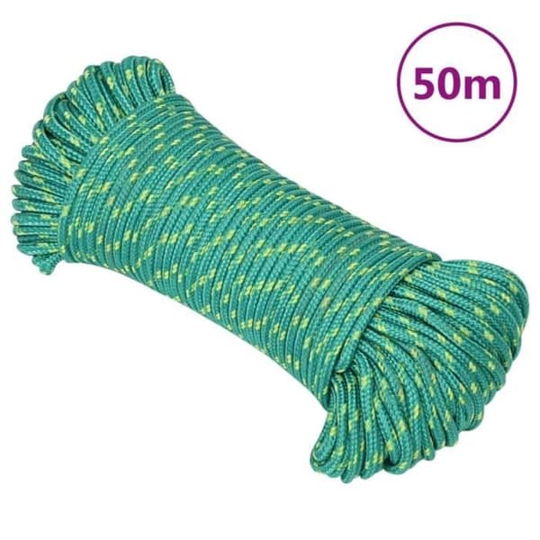 152694 vidaXL Båtkabel Grön 3 mm 50 m Polypropen