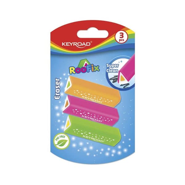 Keyroad Triangulär Termoplastisk Suddgummi för Blyertspennor Set om 3 KR971813