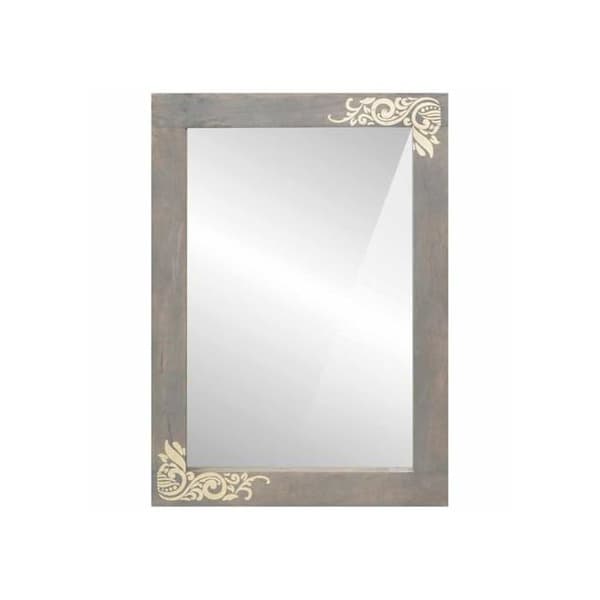 Rektangulär badrumsspegel - vidaXL - 70x50x2,5 cm - Grå - Glas och mangoträd - Modern design