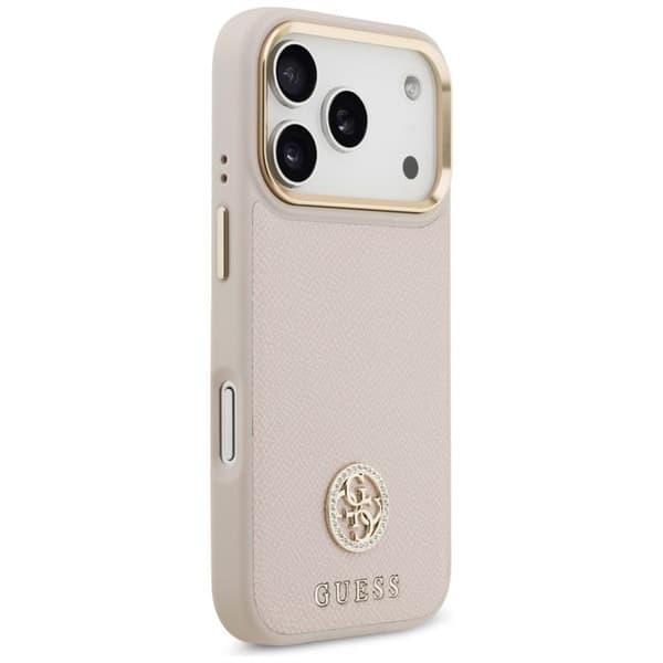 Coque Guess Grained Strass Logo MagSafe för iPhone 17 Pro - Rosa