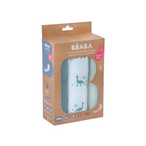 Set med 3 Jurassic Cotton Swaddles - Béaba