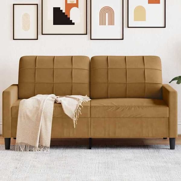 vidaXL 2-sitssoffa Brun 140 cm Sammet 4007631