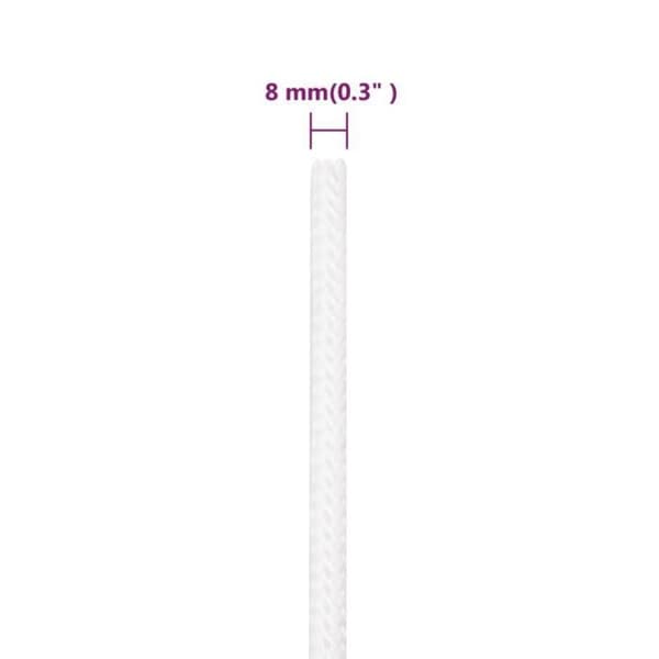 152556 vidaXL Båtrep Komplett Vit 8 mm 100 m Polypropen
