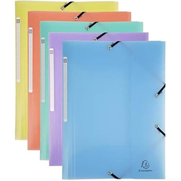 Gummibandplånbok - EXACOMPTA - Ref. 55170E - Paket om 5 - Genomskinlig polypropen - A4