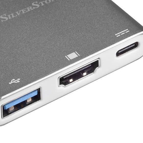 Adaptator - SilverStone - SST-EP08C - USB 3.1 Typ C till HDMI 4K - USB Typ A - Anthracit