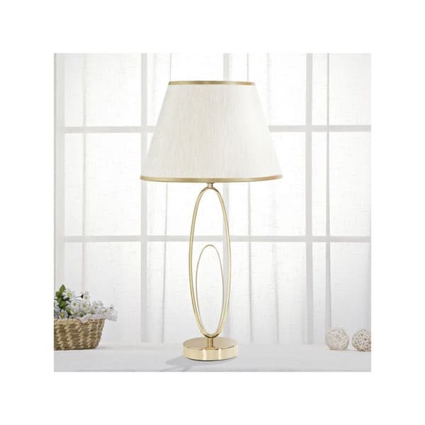 Bordslampa i Metall "Flush" 58cm Kräm & Guld