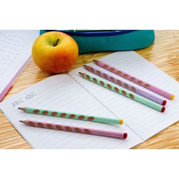 STABILO EASYgraph ergonomiska grafitkritor HB - 6-pack vänsterhänt - Pastellrosa