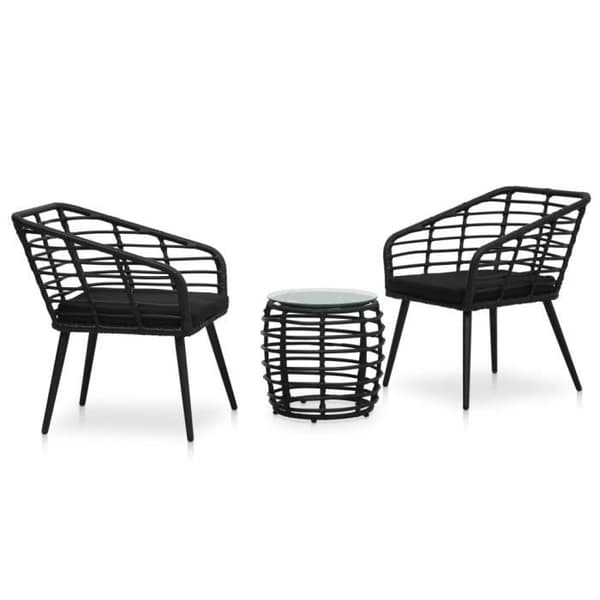 vidaXL 3-delad Bistro Set Poly Rattan Svart