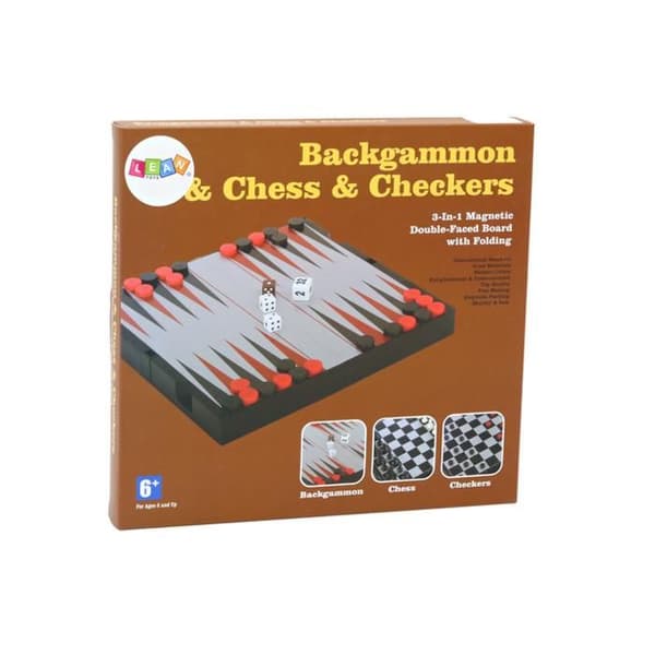 3-i-1 Spelset Magnetisk Bräda Schack Dam Backgammon