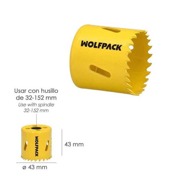 Borrstånd - WOLFPACK - 9113095 - Bimetall 43 mm - Förstärkt bas - Härdade tänder