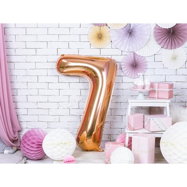 Ballong siffra - 7 - Roséguld - 86 cm - Heliumfylld