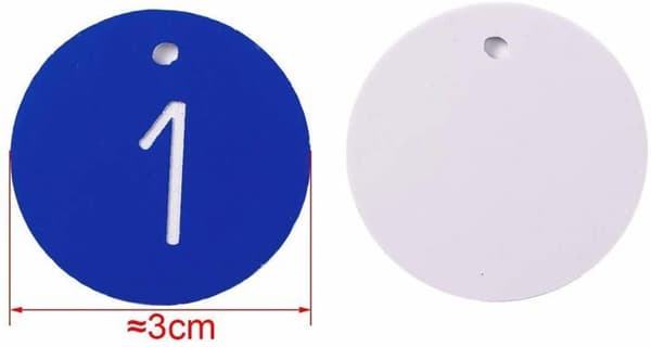 Sourcemall SC0820 — Plastidentifieringsetiketter 3 cm, blå nyckelringar (101–200 stycken)