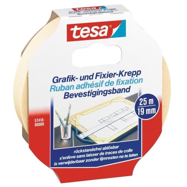 TESA TESA Krepp självhäftande papperstejp - 25m x 19mm