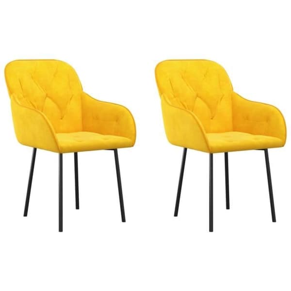vidaXL Matsalsstolar 2 st Gul Sammet 344852