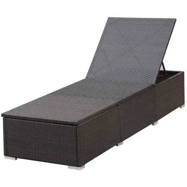 vidaXL Chaise longue med kudde Flätad resin Brun 44403