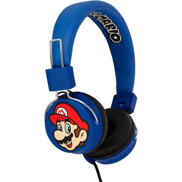 Hörlurar - OTL TECHNOLOGIES - Mario Luigi Premium Fällbar - Trådad - Blå - Barn