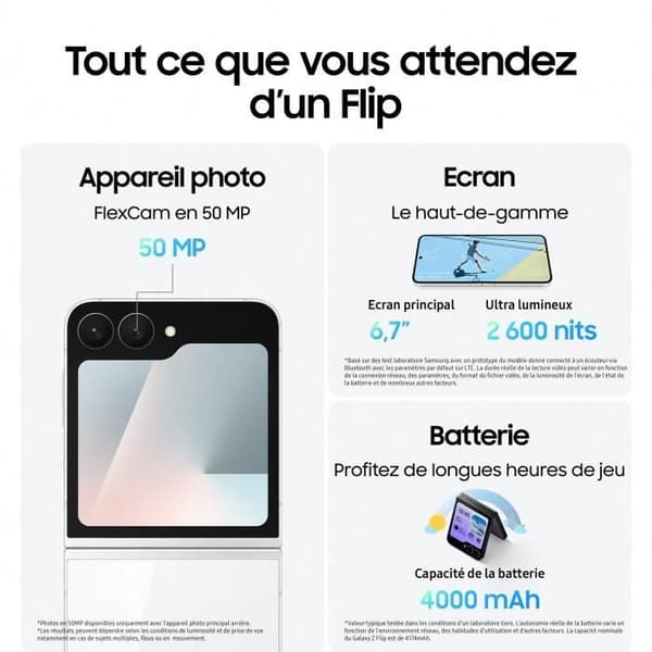 Samsung Galaxy Z Flip7 FE 5G Smartphone 512GB Vit