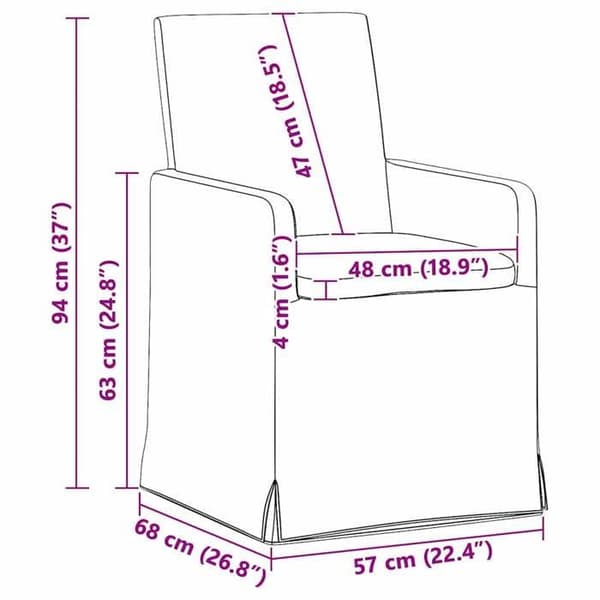 Vidaxl matstolar 2 st Creme 57 x 67 x 95 cm tyg