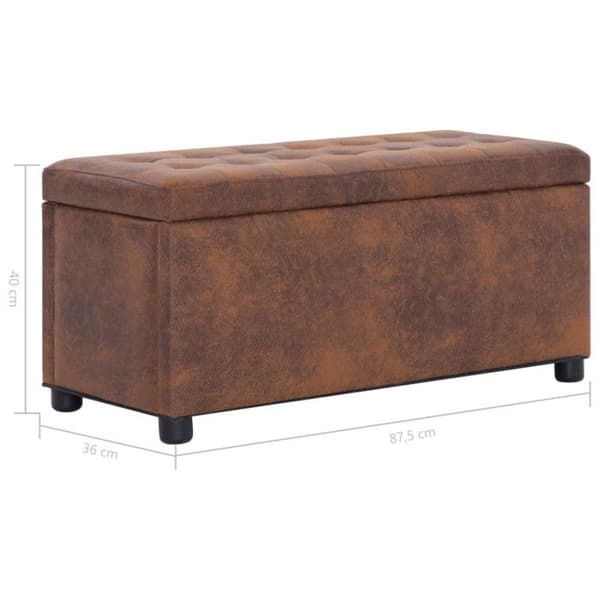 vidaXL Förvaring Ottoman 87,5 cm Brun mocka konstläder