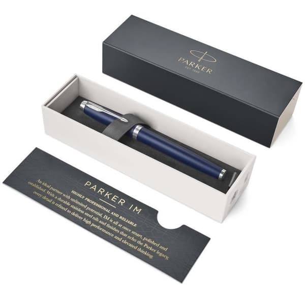 Parker IM - Bläckpenna - Matt blå - Medium spets - Kromade attribut