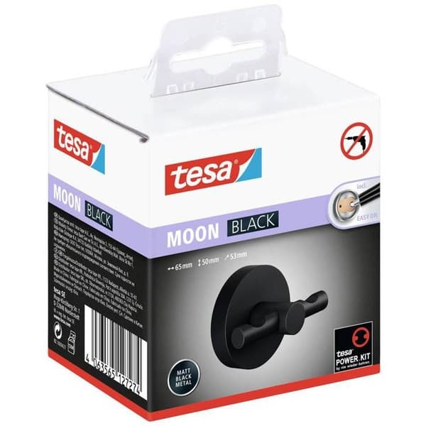 Väggkrokar - TESA - MOON BLACK - 2 Krok - Metall - Matt Finish