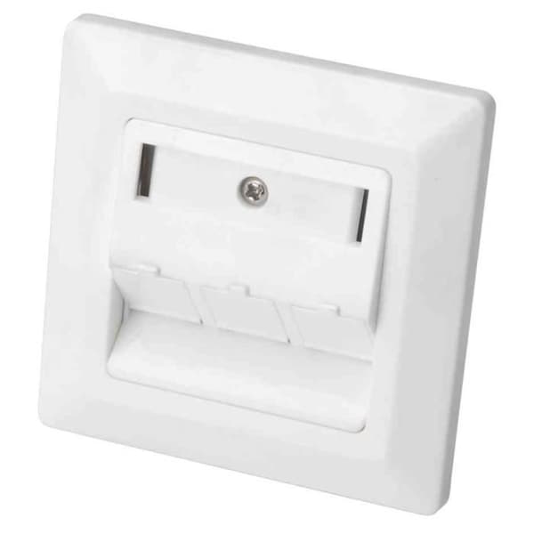 Lärdos för Keystone-modul - DIGITUS - 3-fack - Vit - 80x80 mm - Dammskydd